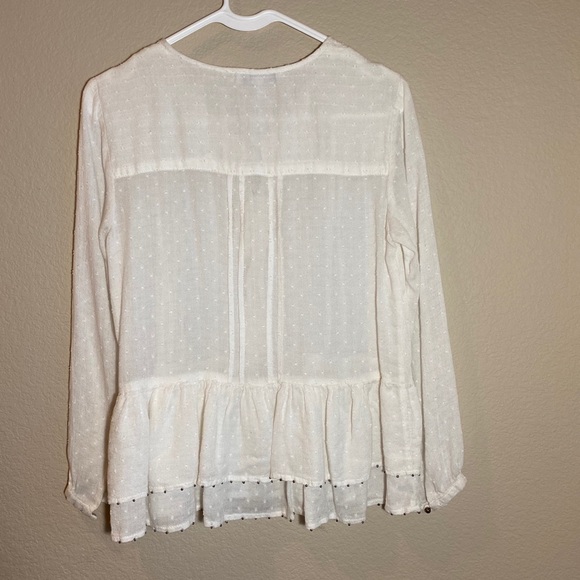 William Rast long sleeve white ruffle BoHo shirt - Picture 8 of 13